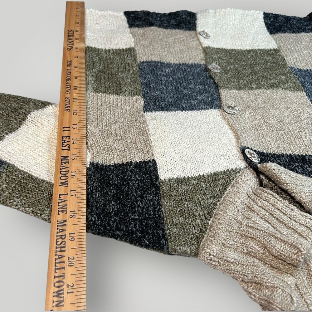 Cardigan Sweater Womens M Button Patchwork Comfy Classic Neutral Vtg Soft Preppy - Picture 6 of 10